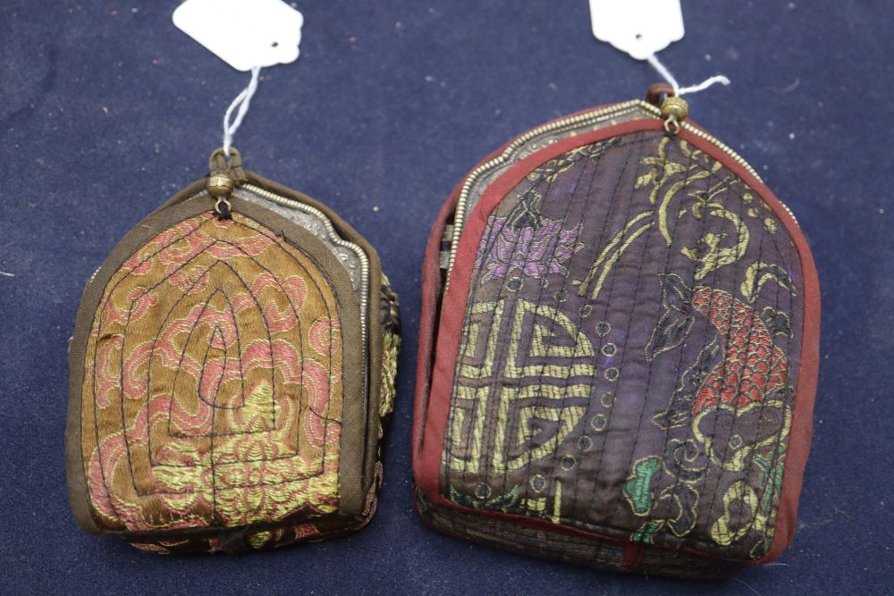 Two Tibetan repousse portable altars, tallest 14.5cm